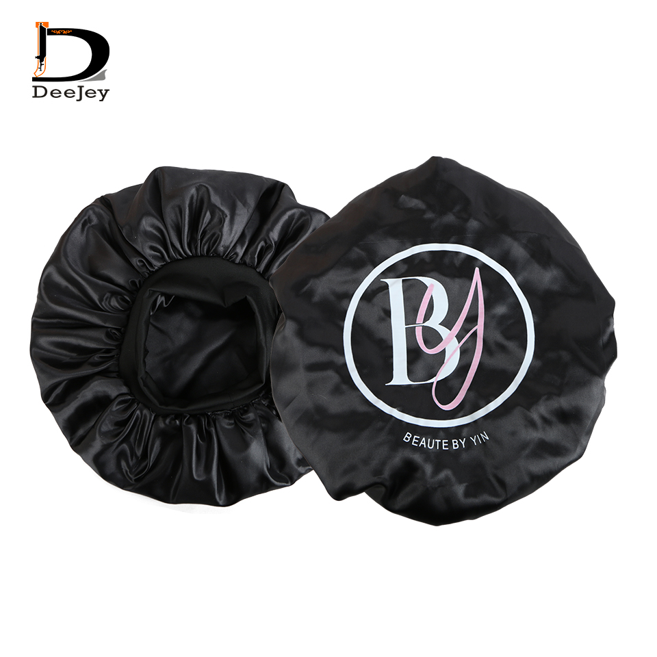 Hair Care Logo - Bonnets en satin à double doublure,