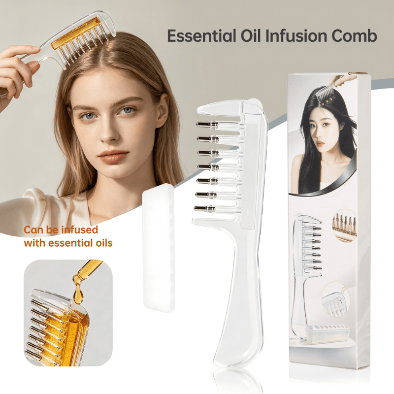 Hair Growth Serum Oil - Peigne transparent pour infusion d'huiles essentielles,
