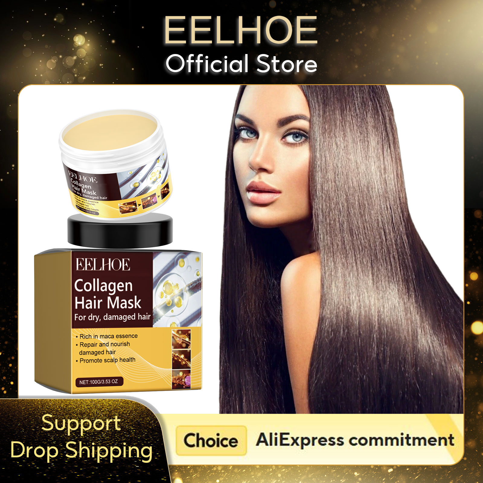 Hair Care Vegan - Masque capillaire au collagène EELHOE, traitement