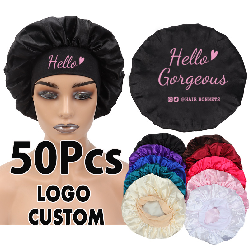 Hair Care Logo - Bonnet en satin 50 pièces en