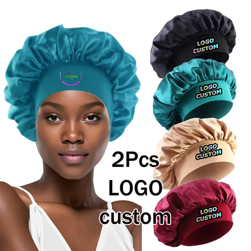 Hair Care Logo - Bonnet en soie satiné pour cheveux,