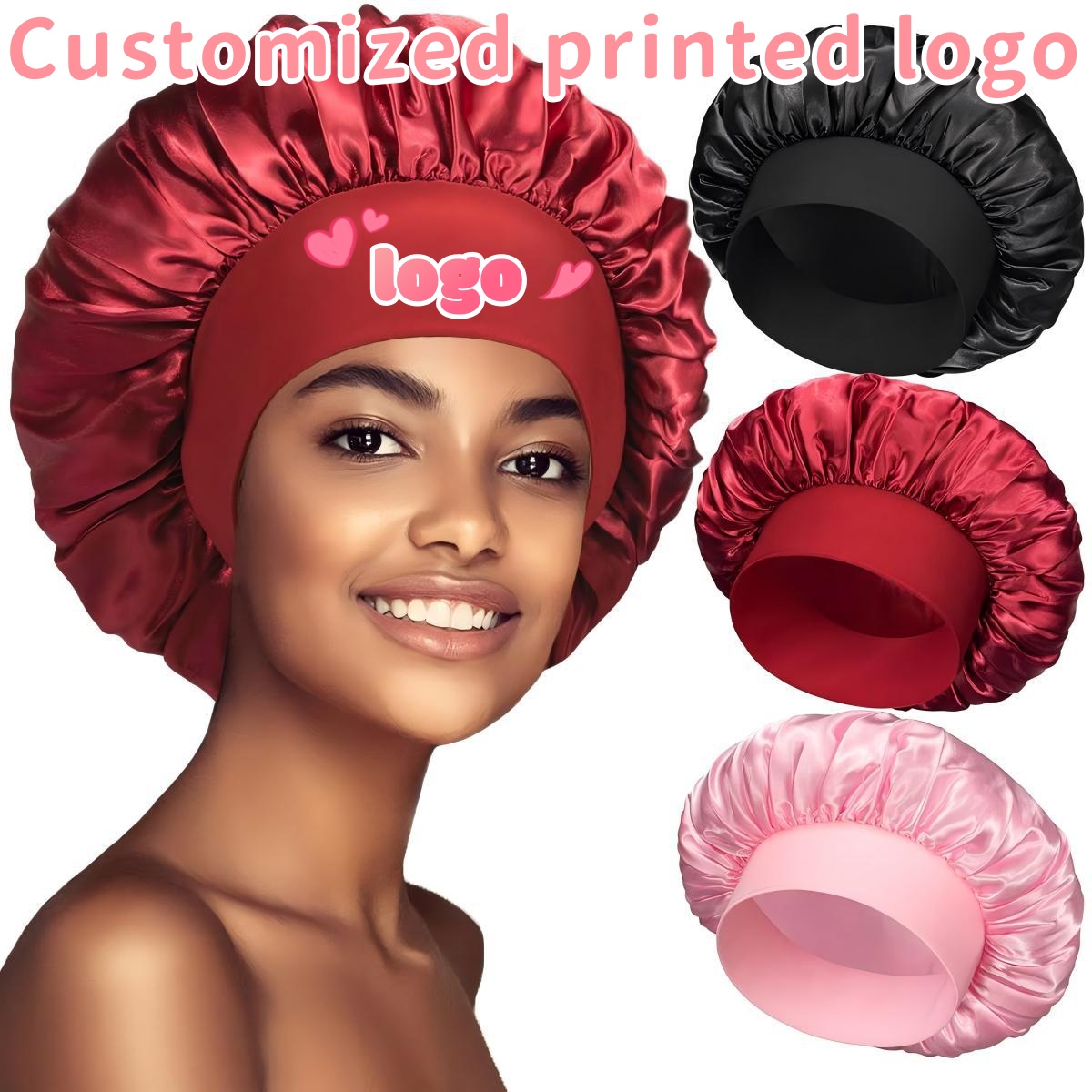 Hair Care Logo - Chapeau de couchage en Satin pour
