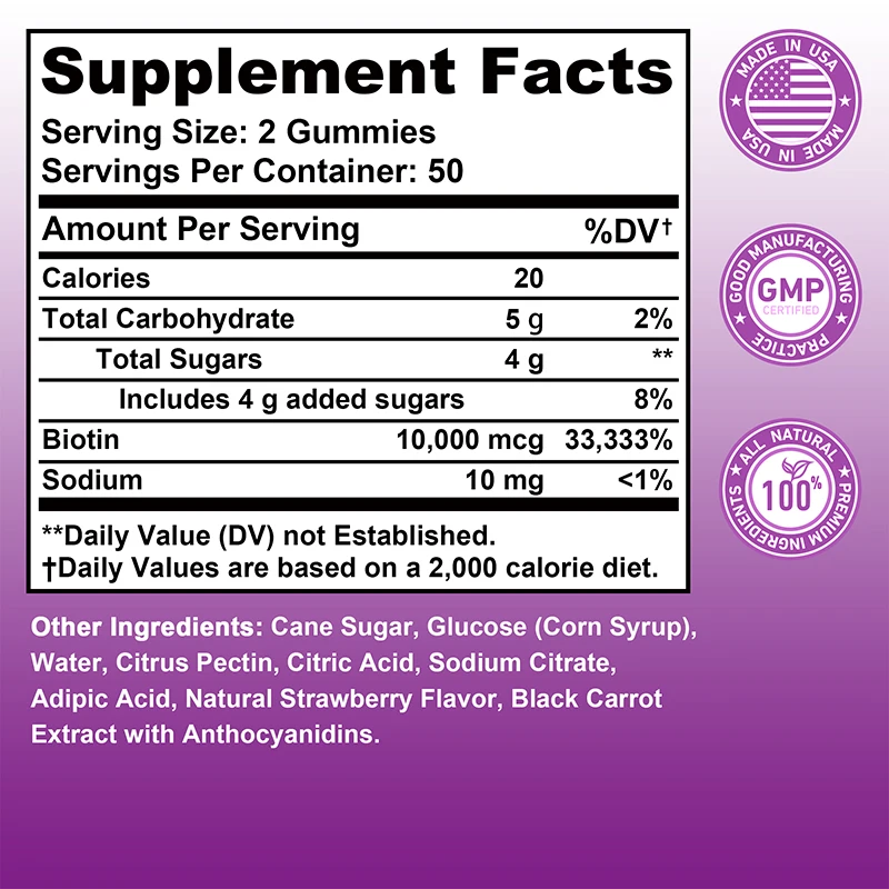 Gummies à la biotine 10000mcg  - Hair Care Gummies avis et prix